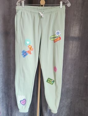 Brooklyn Cloth Mint Green Patchwork Joggers with Colorful Patches